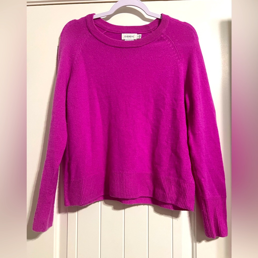 Evereve Women's Striped Cashmere Sweater - Purple/Fuchsia Small